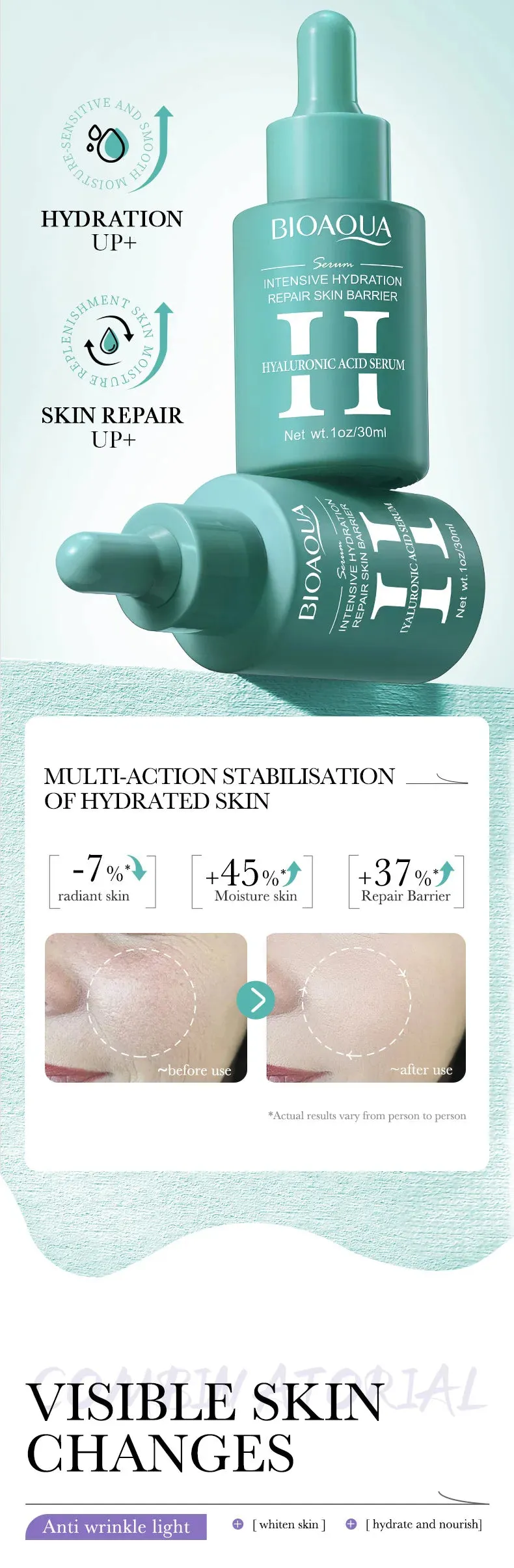 3pcs BIOAQUA Vitamin C Retinol Hyaluronic Acid Serum Face Moisturizing Firming Brightening Facial Essence Skin Care Products