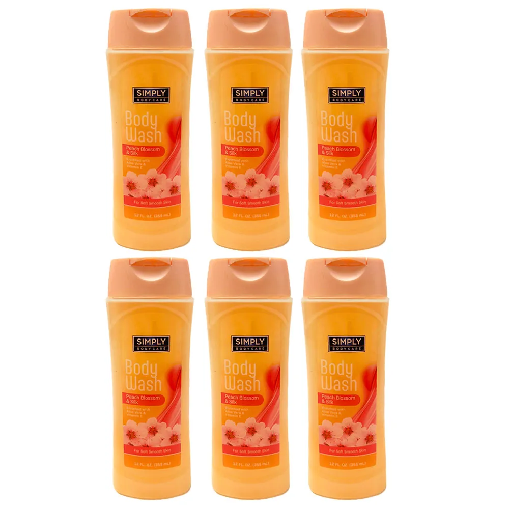 6 Pk Women Body Wash Peach Blossom Shower Gel Soap Skin Hydrating Moisture 12oz
