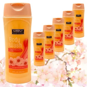 6 Pk Women Body Wash Peach Blossom Shower Gel Soap Skin Hydrating Moisture 12oz