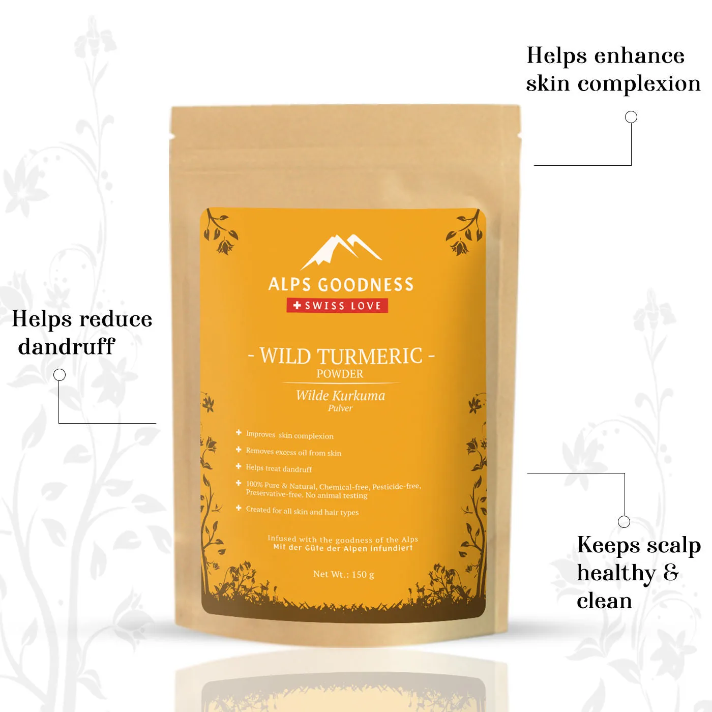 Alps Goodness Powder - Kasturi Haldi (150 gm)| Kasturi Haldi Powder| Wild Turmeric powder| 100% Natural Powder | No Chemicals, No Preservatives, No Pesticides | Face Mask for Even Toned Skin | Face Mask for Glow