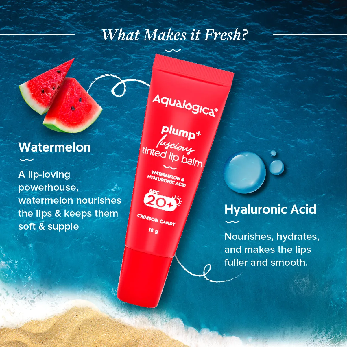 Crimson Candy Plump  Luscious Tinted SPF 20  Lip Balm with Watermelon & Hyaluronic Acid - 10g