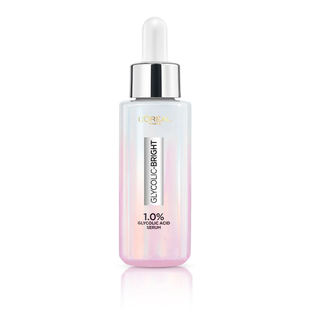 L'Oreal Paris Glycolic Bright Skin Brightening Serum, 30ml | 1% Glycolic Acid Serum for Dark Spots, Pigmentation & Uneven Skin Tone