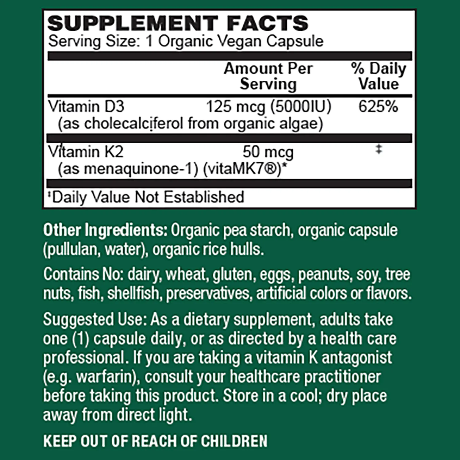 Organic Vegan Vitamin D3   K2 - Save 20%