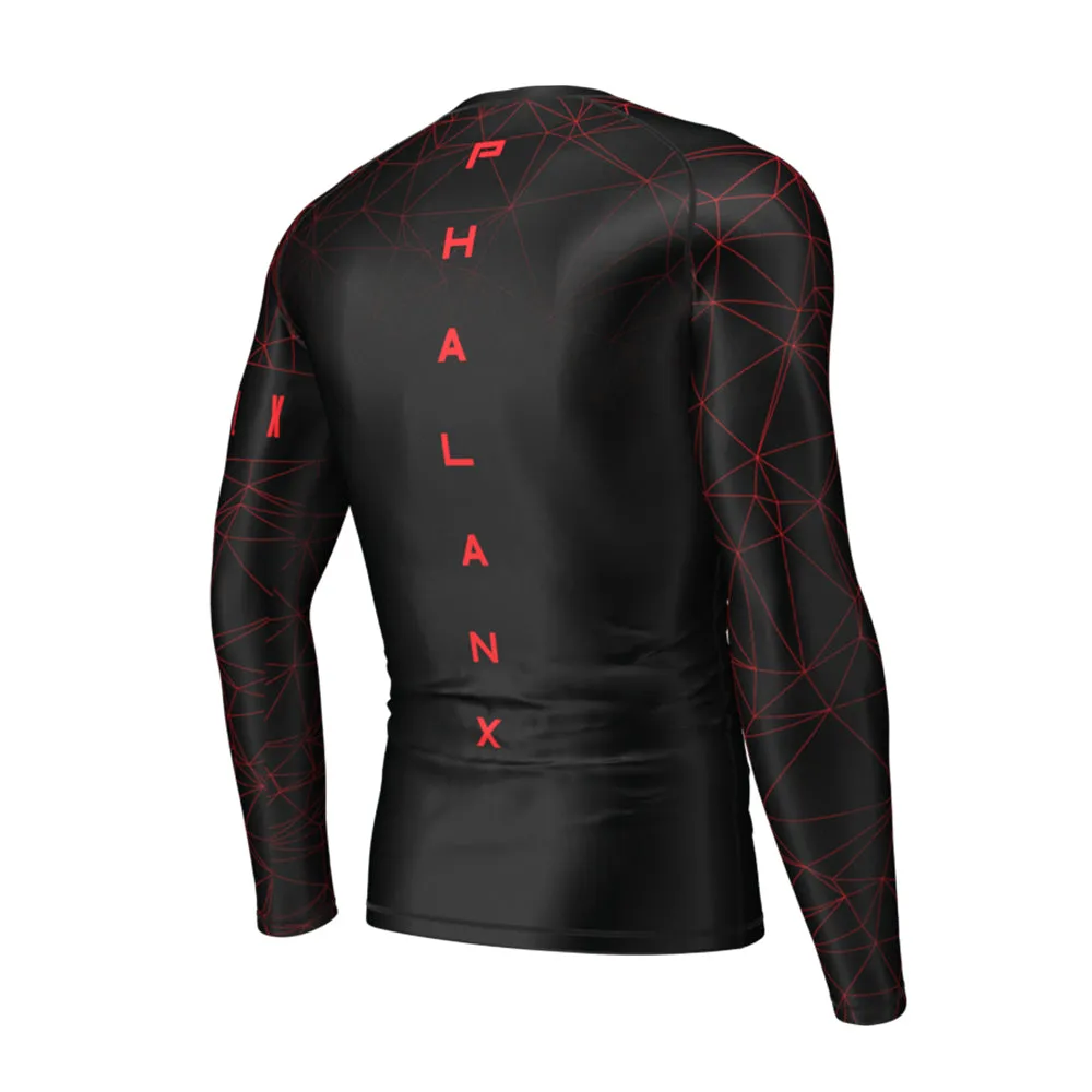 Phalanx "Metric" Long Sleeve Rash Guard - Black/Red