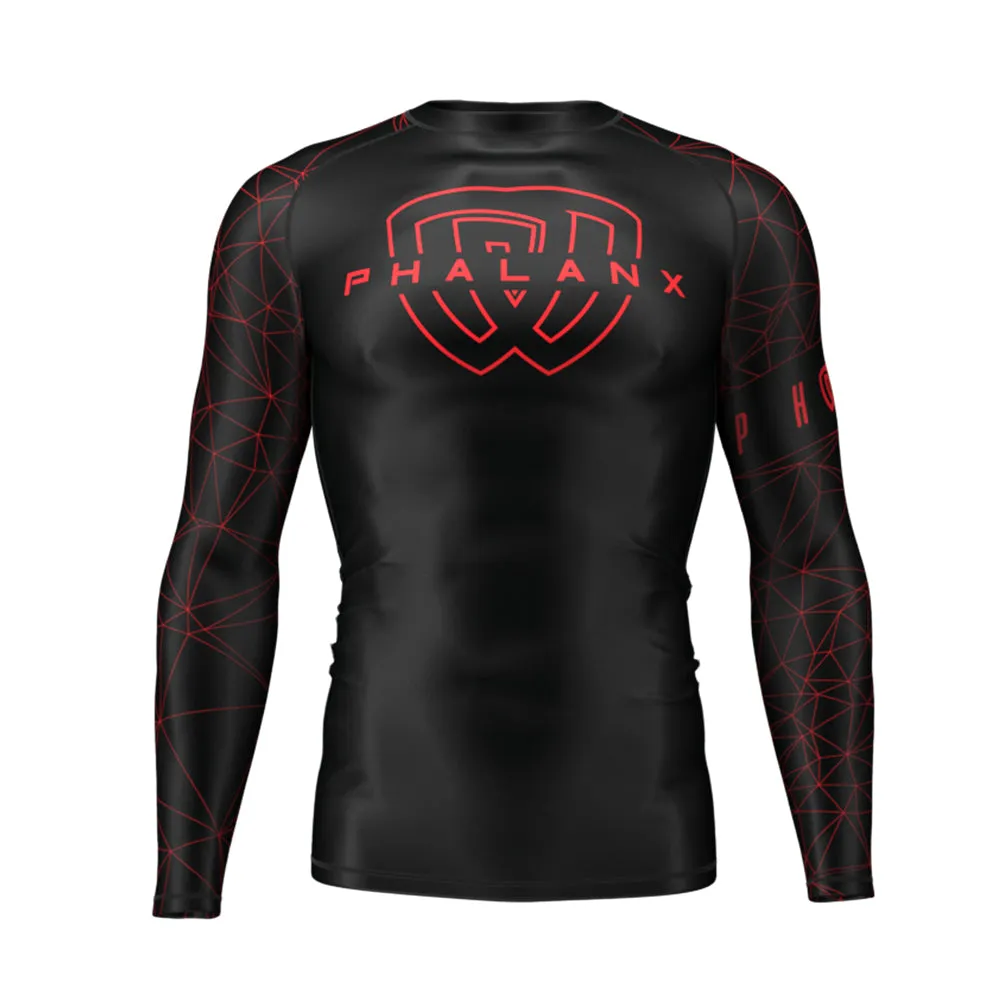 Phalanx "Metric" Long Sleeve Rash Guard - Black/Red