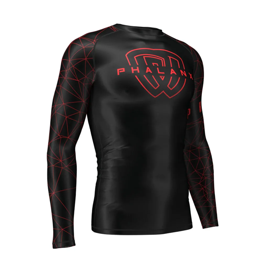 Phalanx "Metric" Long Sleeve Rash Guard - Black/Red