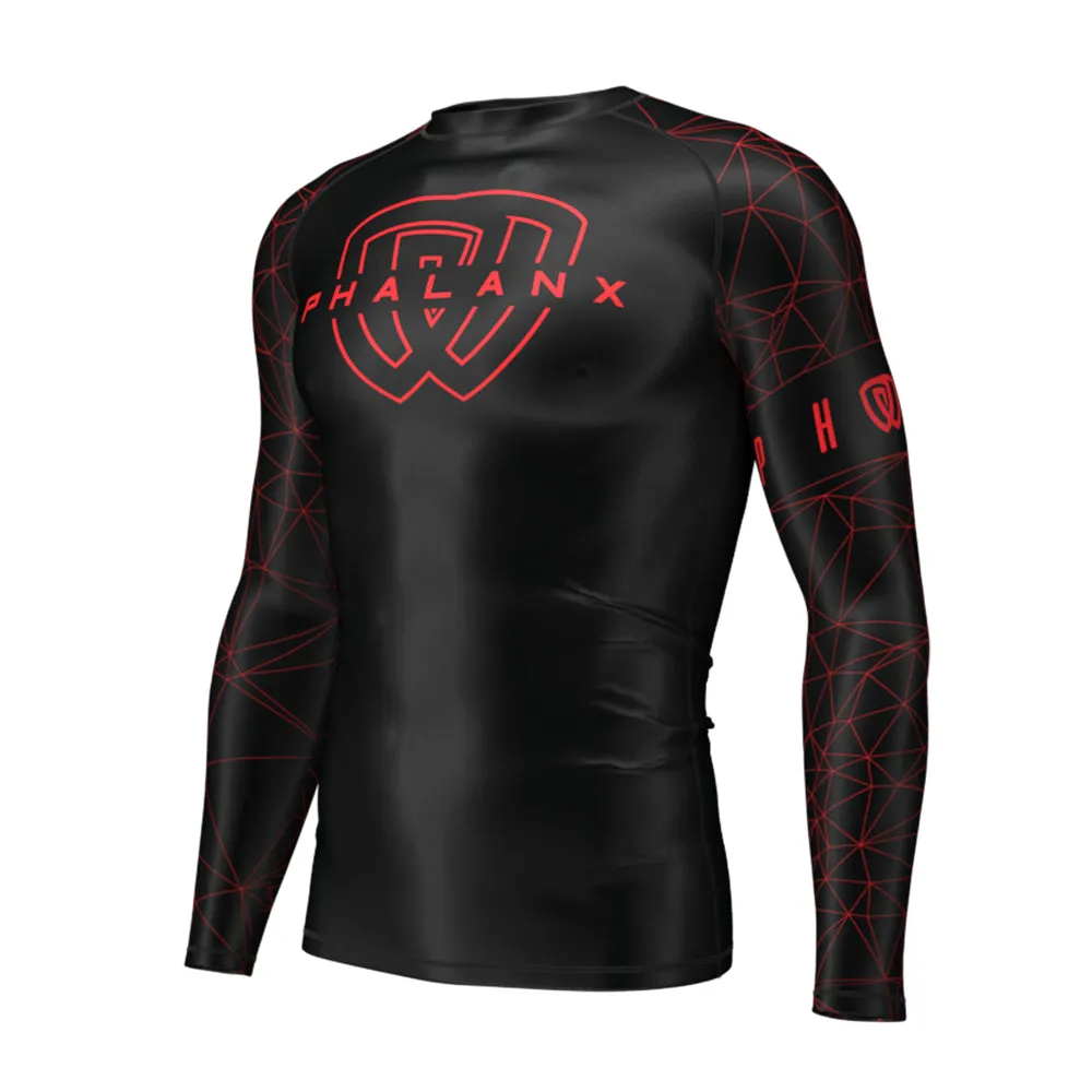 Phalanx "Metric" Long Sleeve Rash Guard - Black/Red