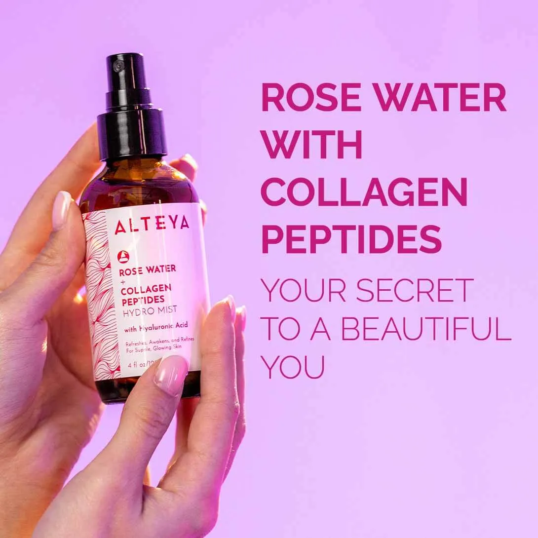 Rose Water Face Toner with Collagen Peptides and Hyaluronic Acid
