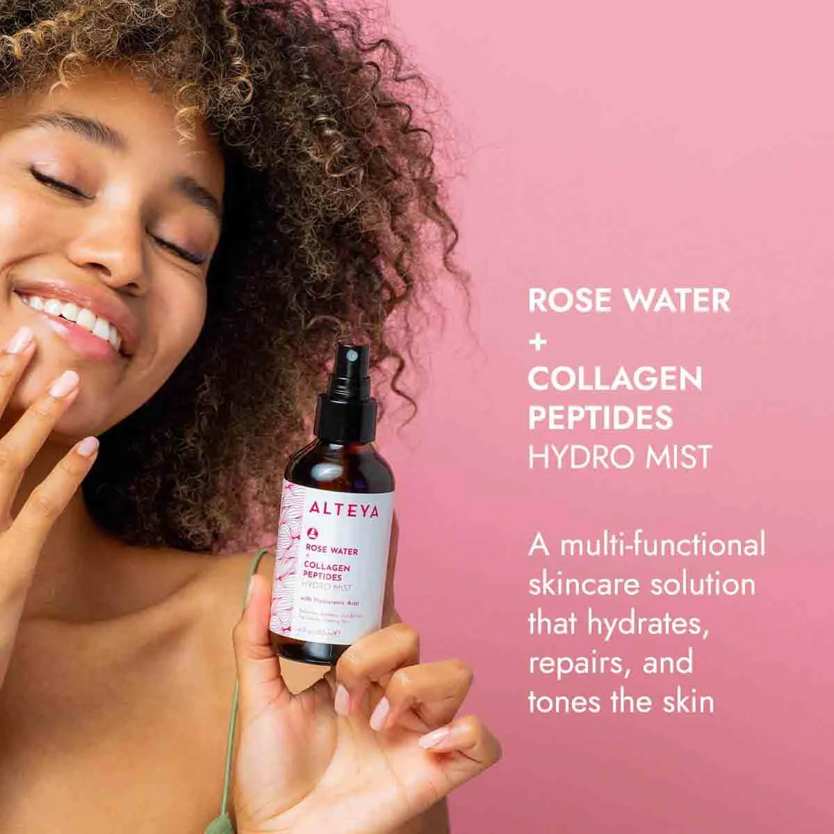 Rose Water Face Toner with Collagen Peptides and Hyaluronic Acid