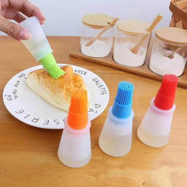Silicone Oil Bottle Baking Barbecue Grill Oil Brush Dispenser