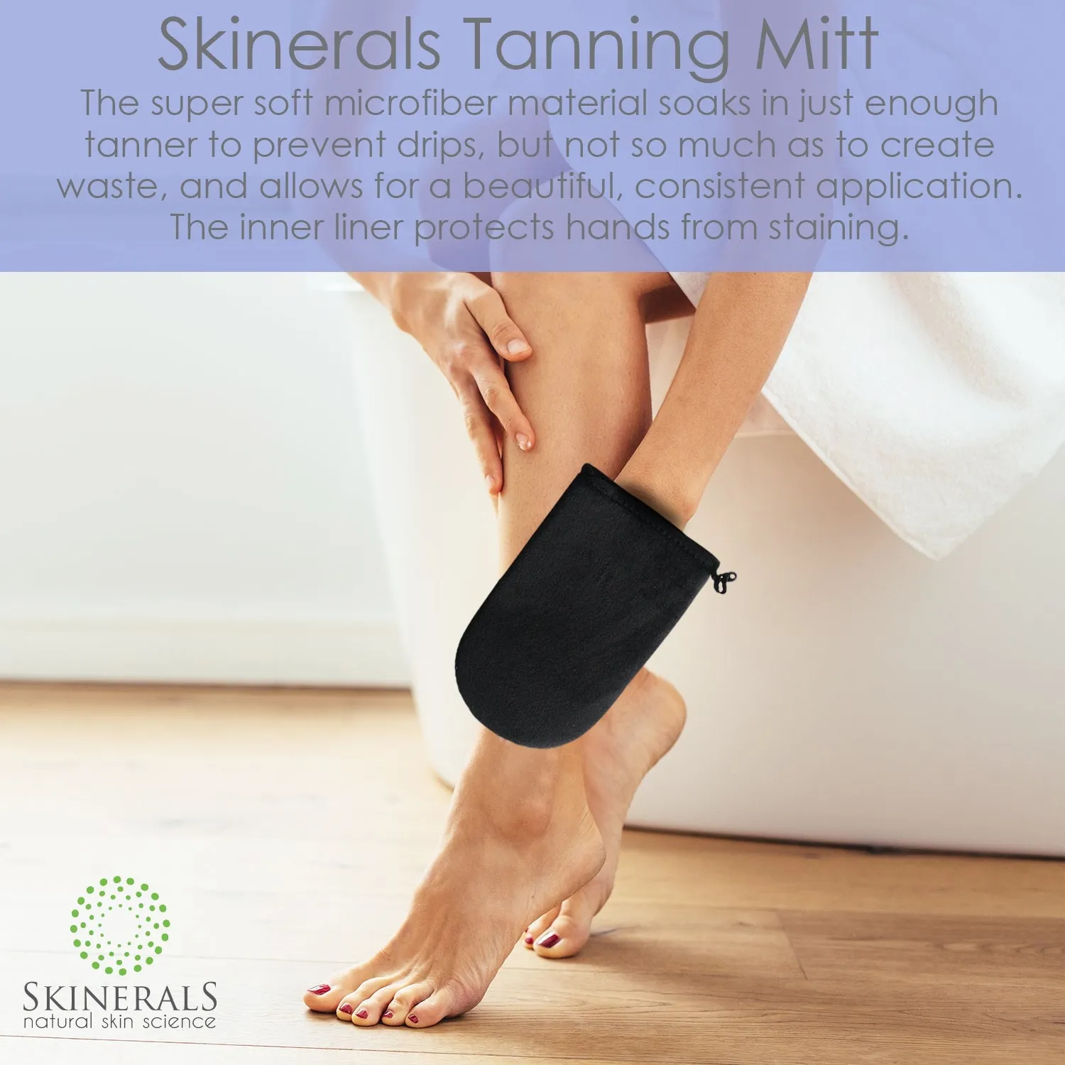 Skinerals Complete Self Tanner Application Set with Back Wand, Exfoliator Glove, and Tanning Applicator Mitt