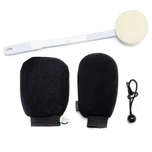Skinerals Complete Self Tanner Application Set with Back Wand, Exfoliator Glove, and Tanning Applicator Mitt