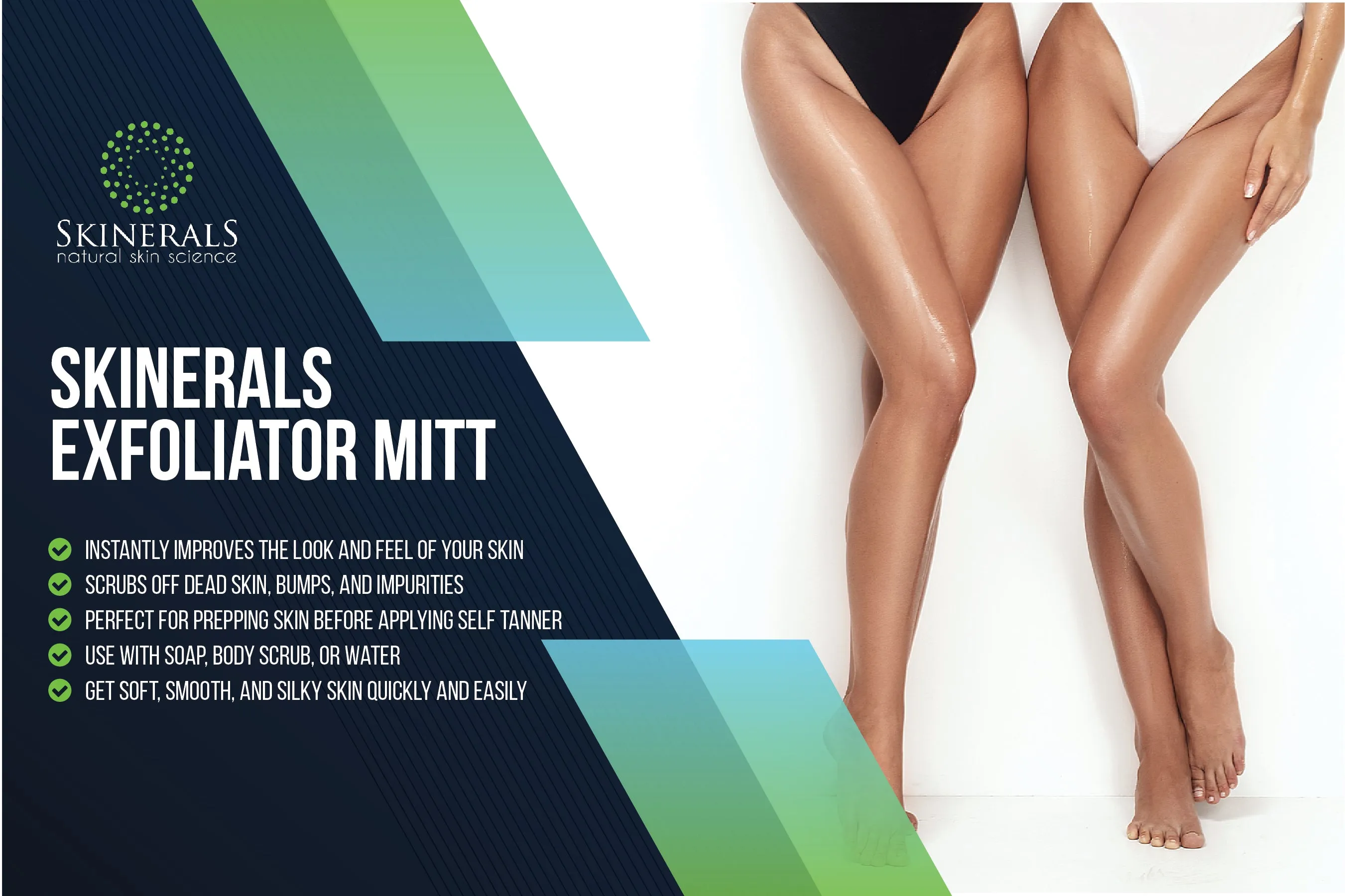 Skinerals Complete Self Tanner Application Set with Back Wand, Exfoliator Glove, and Tanning Applicator Mitt